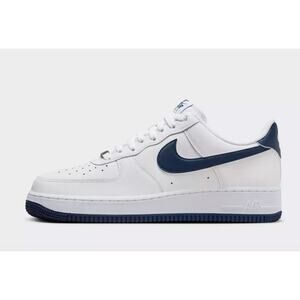 Nike Air Force 1 - Big Kids White / Navy - Boys Shoes Sneakers - Size 5.5Y -Used